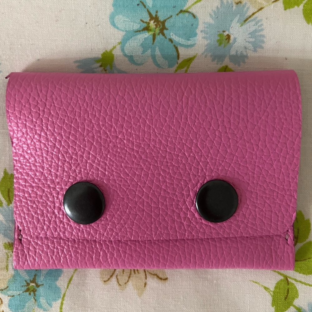 Handmade Genuine Leather Pink Leather Wallet Card Holder